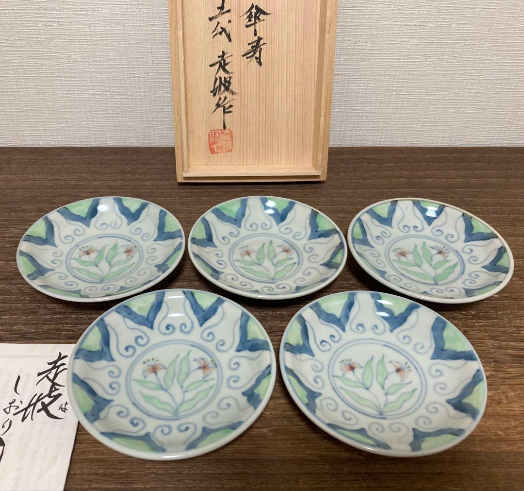 佐藤走波（五代）染錦　中国シルク文　三.五寸皿5枚 Yahoo!オークション -「佐藤走波 五代」の落札相場・落札価格