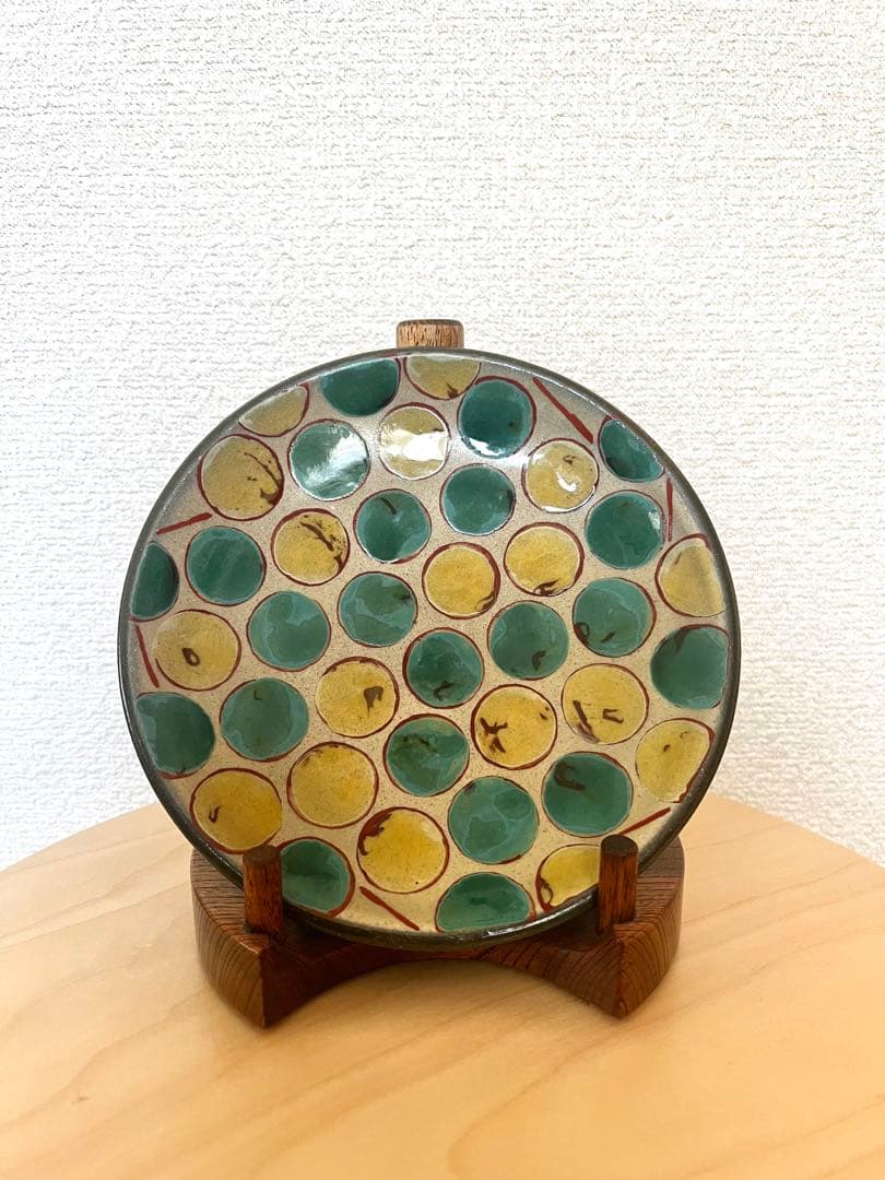 【山田真萬】　赤絵皿6寸 19cm yachimunyamada45-3.jpg