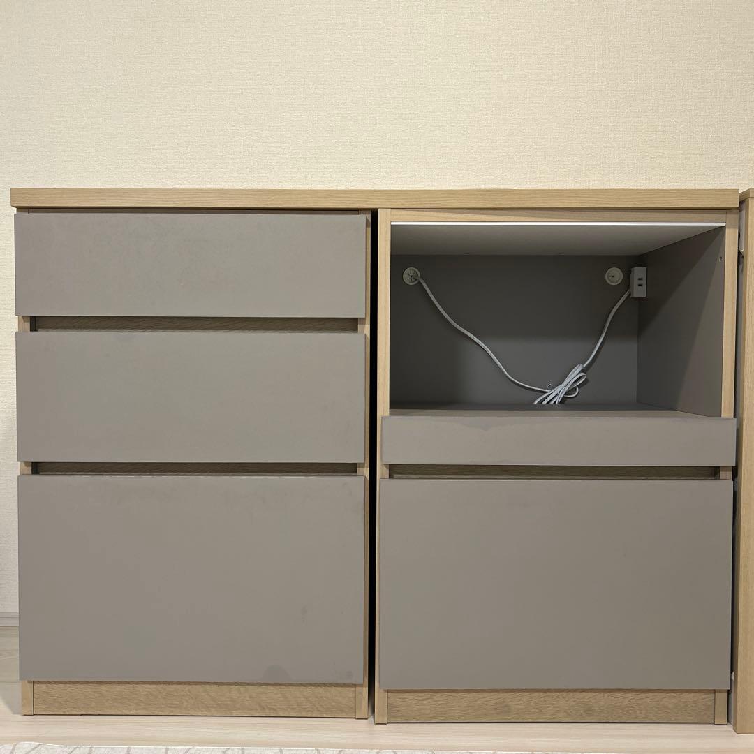 送料込】Atom カップボード キッチンボード＋ゴミ箱セット