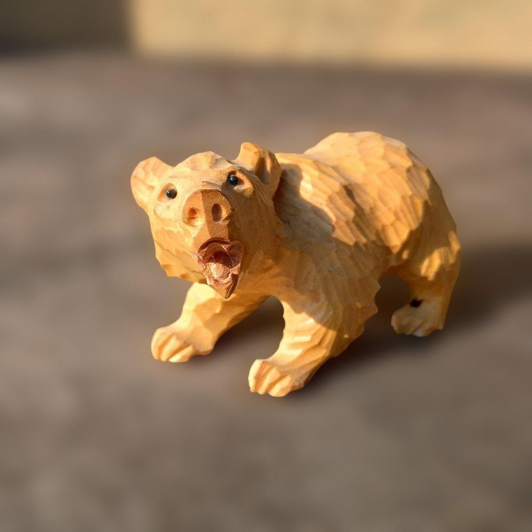 北海道 木彫熊 堀井民芸 白熊親子 vintage 木彫り 熊 民藝 民芸 - メルカリ