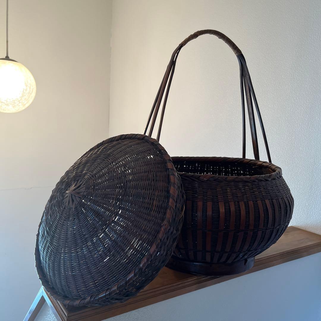 特大蓋付き 籠 かご 花入れ 花瓶 夏 インテリア 籠バック バスケット 夏