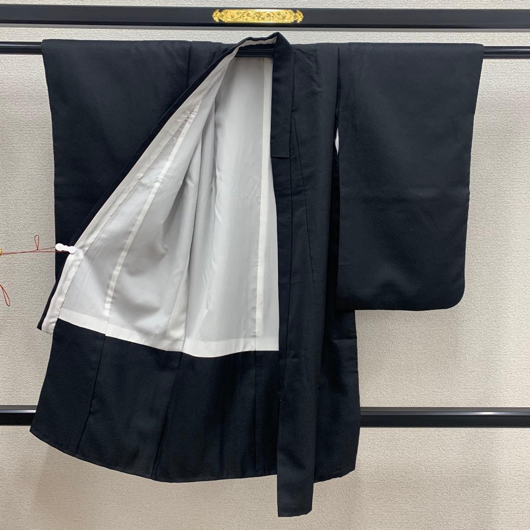 602abu21□七五三 五歳 着物&羽織 ポケモン 黒 無印 初期 市松□美品