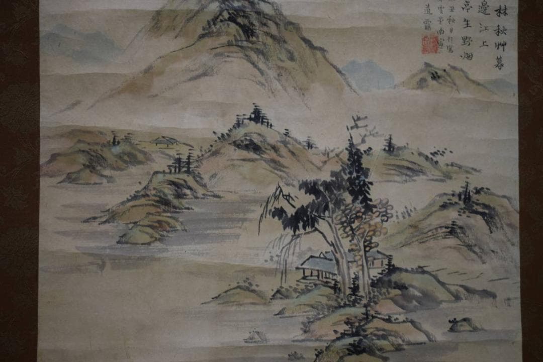 不詳/作者不詳/秋景山水画賛/布袋屋掛軸HE-77 道具 ] - 道具 芳月筆 彩色山水 肉筆絹本掛軸 | ネットショップ圭