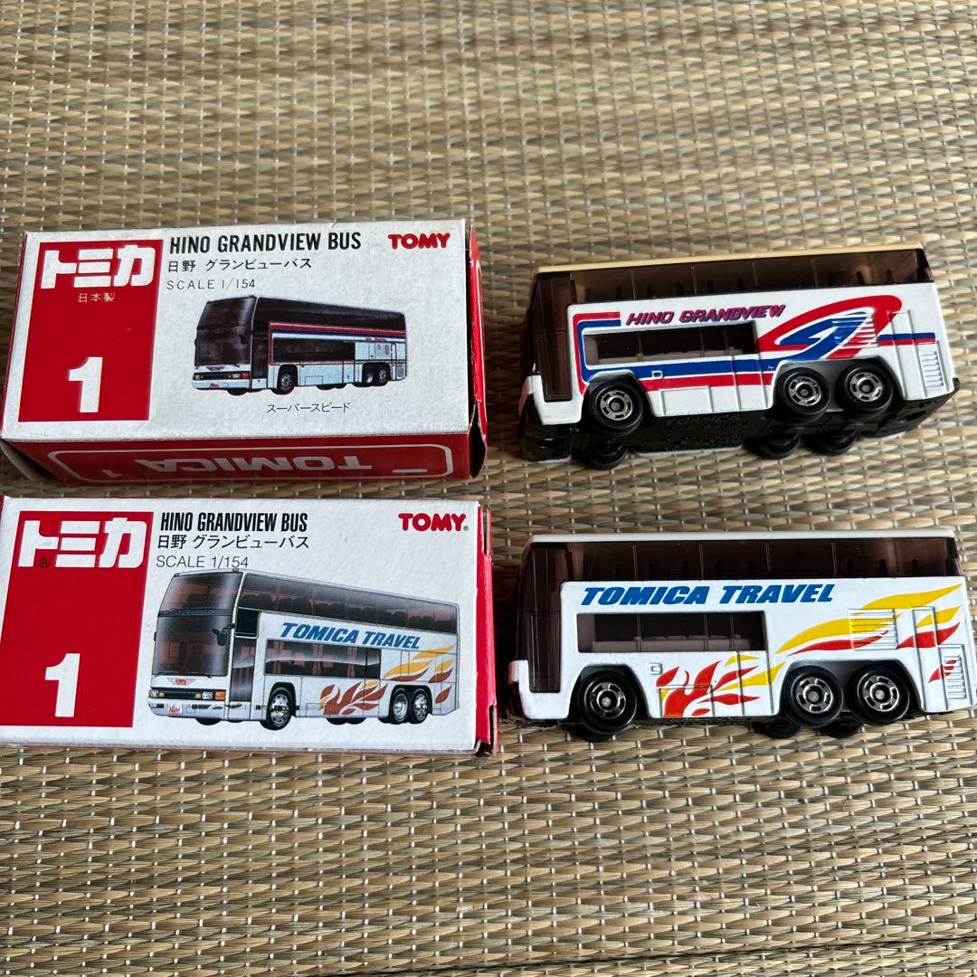 トミカ 1 日野 グランビューバス 2台（内1台日本製) - メルカリ