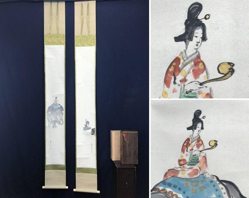 【真作】嘯谷/人物図/双幅/遊女に坊主図/掛軸/名家伝来/AC-22 雙峯挿雲図｜収蔵品の紹介「出光コレクション」｜出光美術館