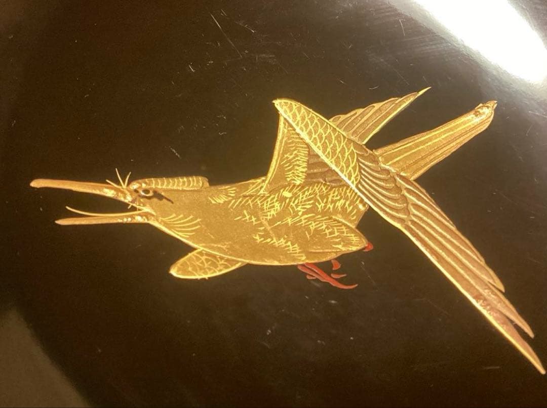 A915 木製輪島塗　黒塗　月に時鳥（ホトトギス）蒔絵　5客 輪島塗 月に雁秋草蒔絵 平棗 | 漆器 米永商店