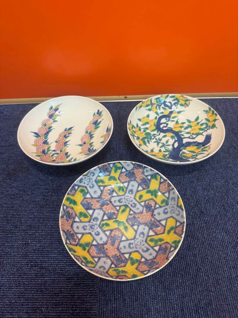 1647 其泉　色絵三方がらみ桐文皿　橘文皿　小手毬文皿 1647 其泉 色絵三方がらみ桐文皿 橘文皿 小手毬文皿 シリーズ