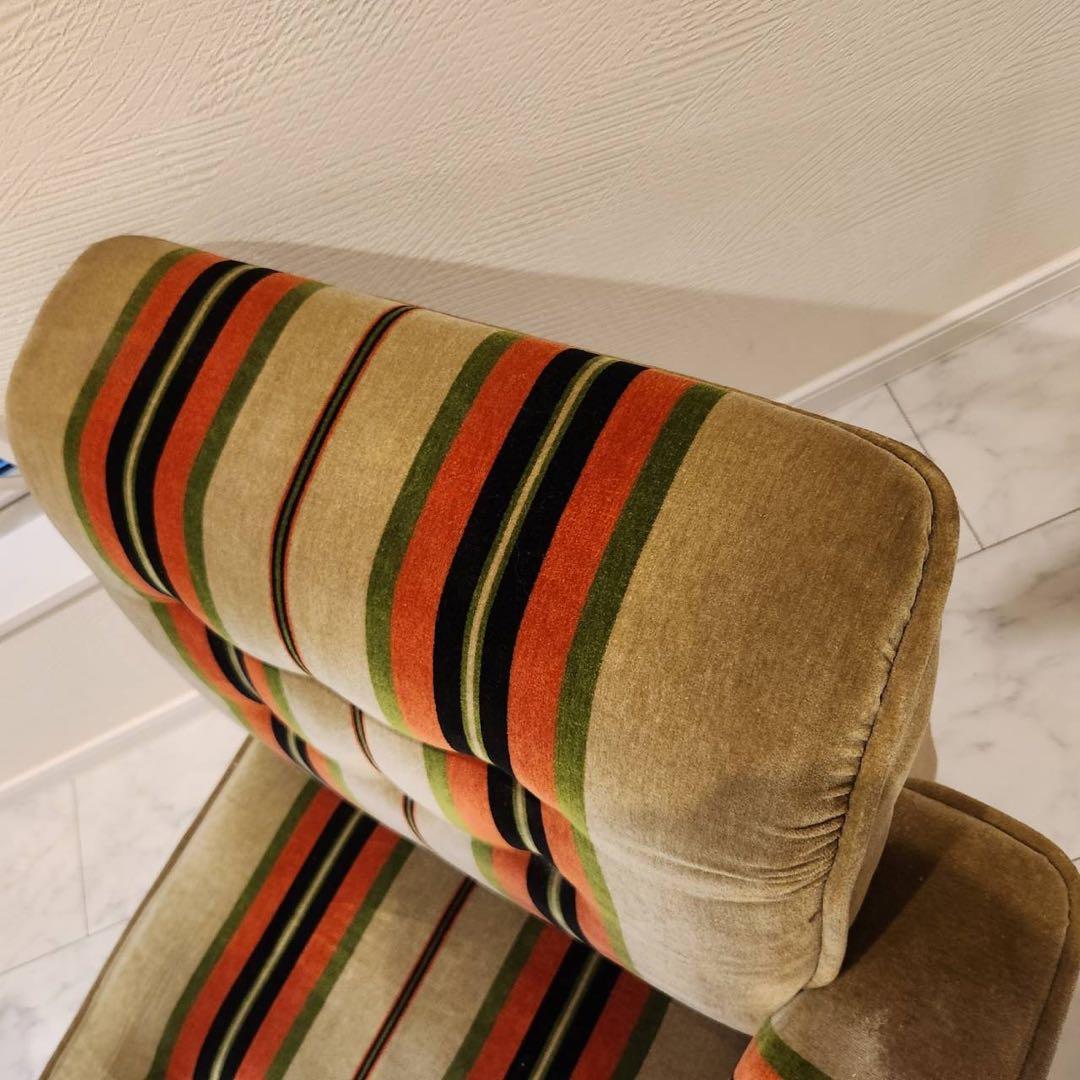 オールドカリモクkarimoku 1人掛けアームソファ1脚 ストライプ