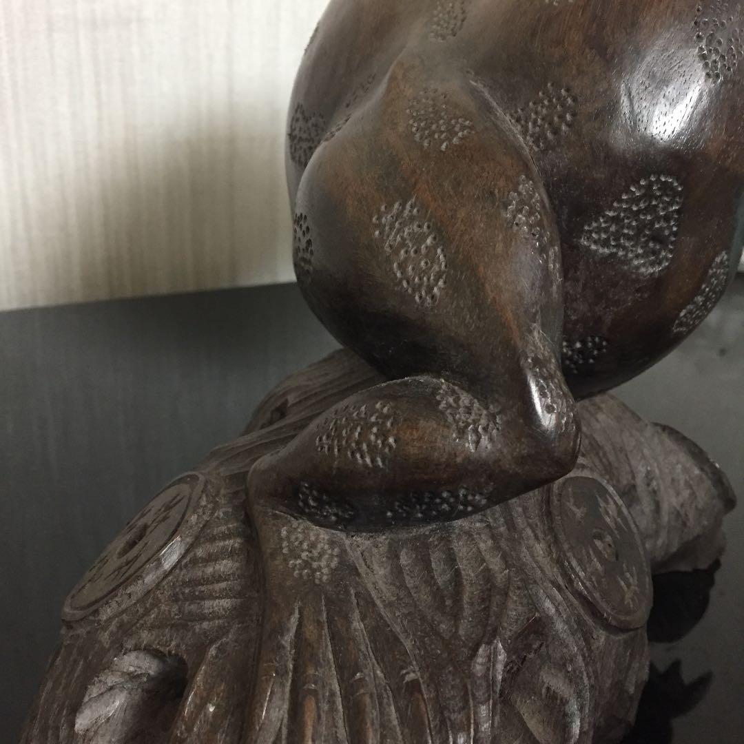 民藝 木彫り カエル 骨董 古物 アンティーク 黒檀 - メルカリ