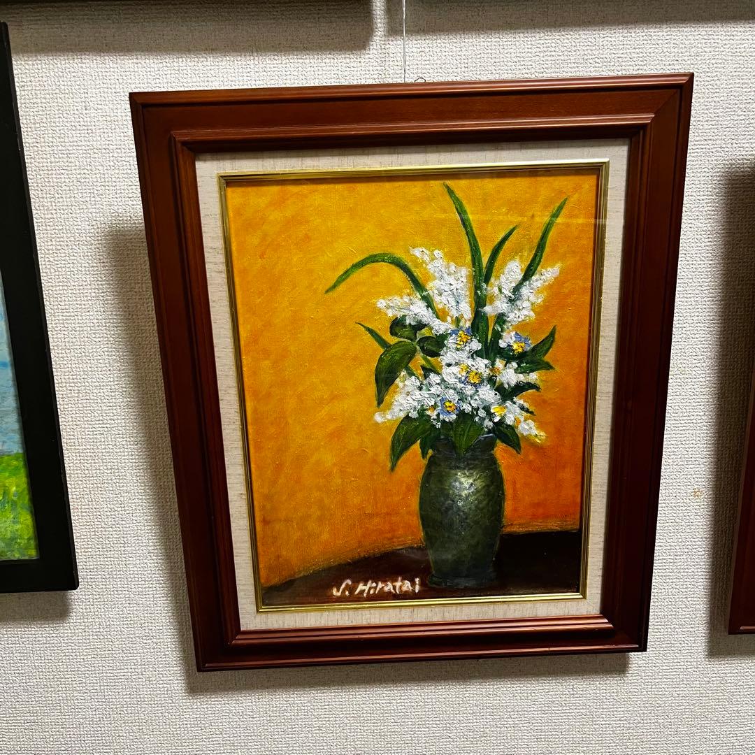 油絵 （サインあり） 農村風景 油絵 鈴木通作 直筆サイン 油彩 肉筆 F6号 昭和レトロ