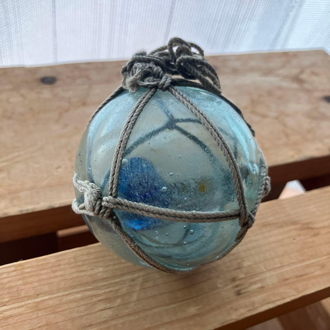 浮き玉 ガラス玉 へそ青 6cm - メルカリ