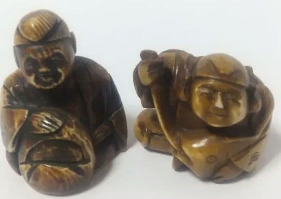 江戸根付 骨董 ２種 天然素材 在銘 根付 狐 ＜在銘＞ | 【骨董品買取】日本全国対応・老舗骨董店の古美術