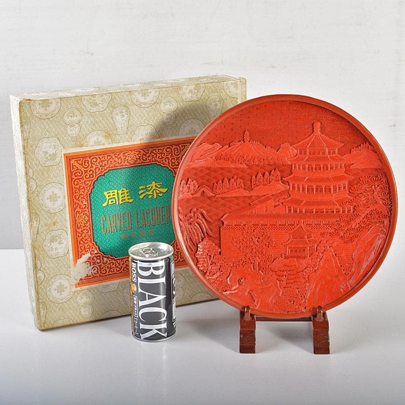 中国　剔紅　堆朱　山水楼閣文盤　飾皿　U　R6720 1215064937_693f30f146d52.jpg