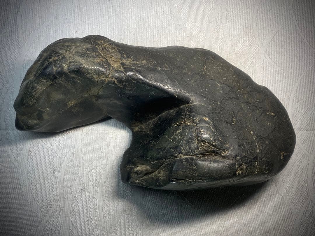 6244 名石 北上川石 ウブ 銘 二子山 水石 盆石 盆栽 骨董 アンティーク