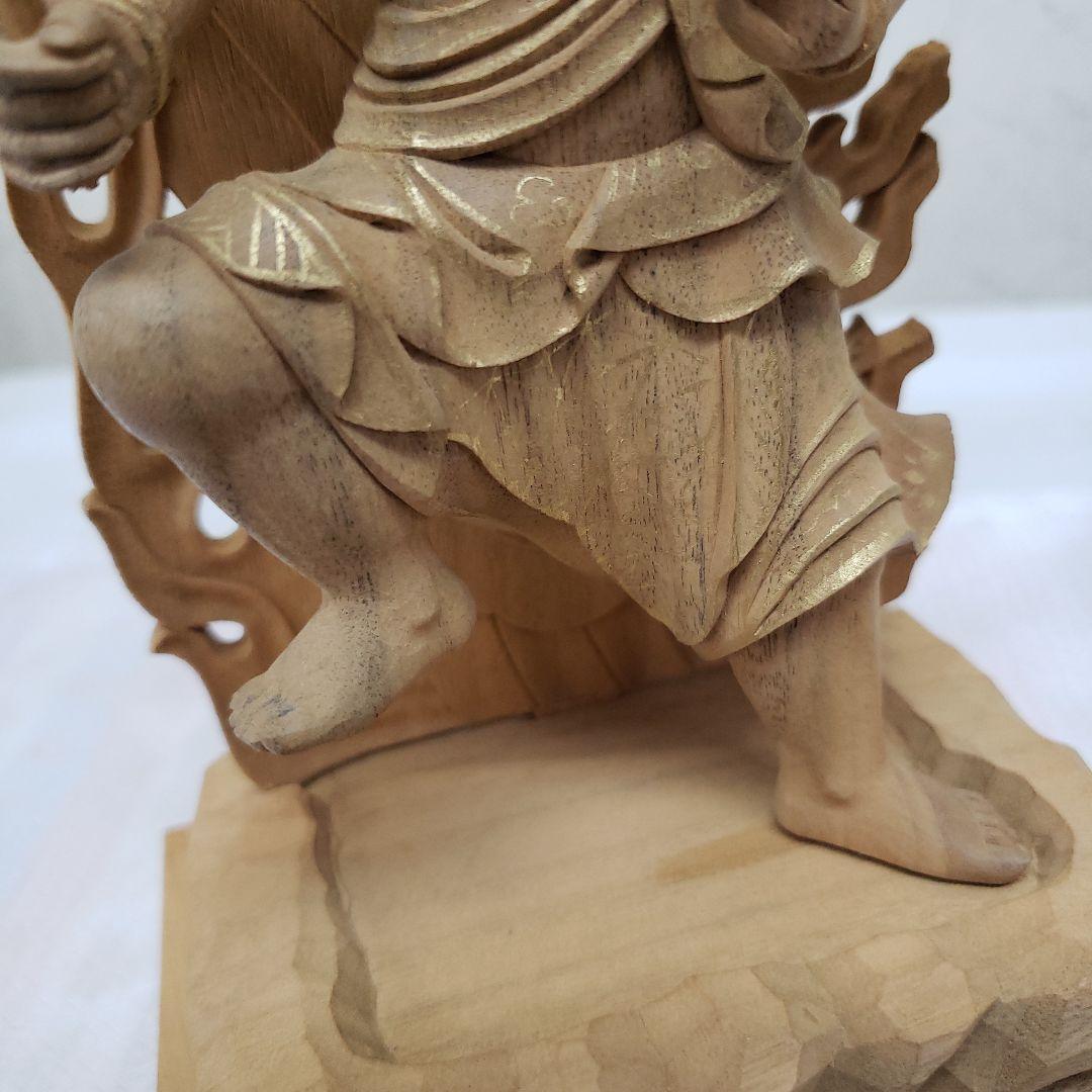 Bフライデー蔵出し特価上彫り仏像◇楠材 烏枢沙摩明王5寸立 眼入金泥