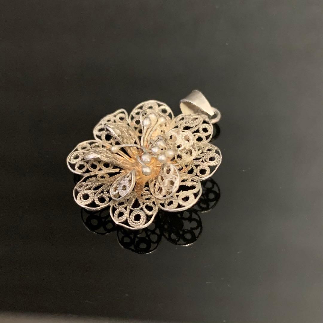 《アンティーク激レア》⭐︎silver925フィリグリーフラワーペンダントトップ⭐︎