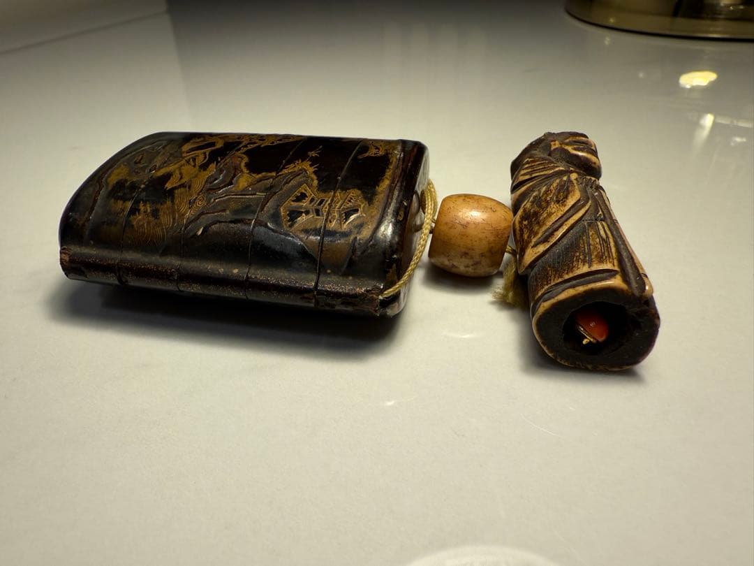 蒔絵 印籠 人物彫刻根付付 - メルカリ