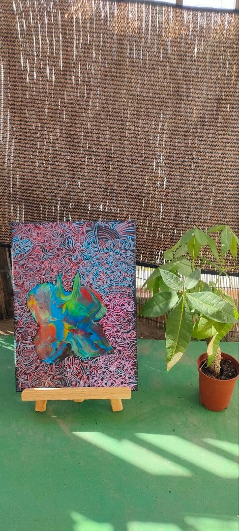 多色抽象アートキャンバス 原画】抽象画 ガーベラII キャンバス 18㎝角 送料無料 絵画 La couleur