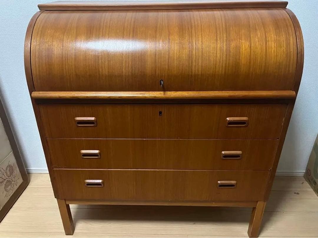 北欧　ビンテージ　スウェーデン製　チーク材　ロールトップ　ライティングビューロー 北欧 ビンテージ スウェーデン製 チーク材 ロールトップ ライティング