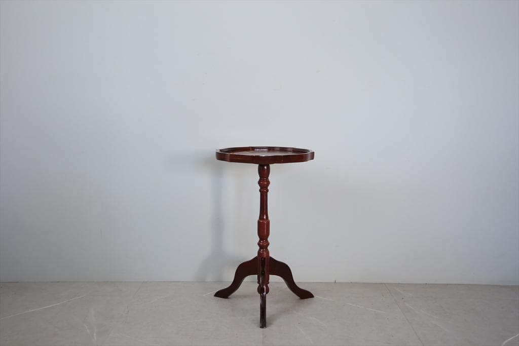 英国アンティーク木製ワインテーブル/サイドテーブル/丸机/飾り棚(89