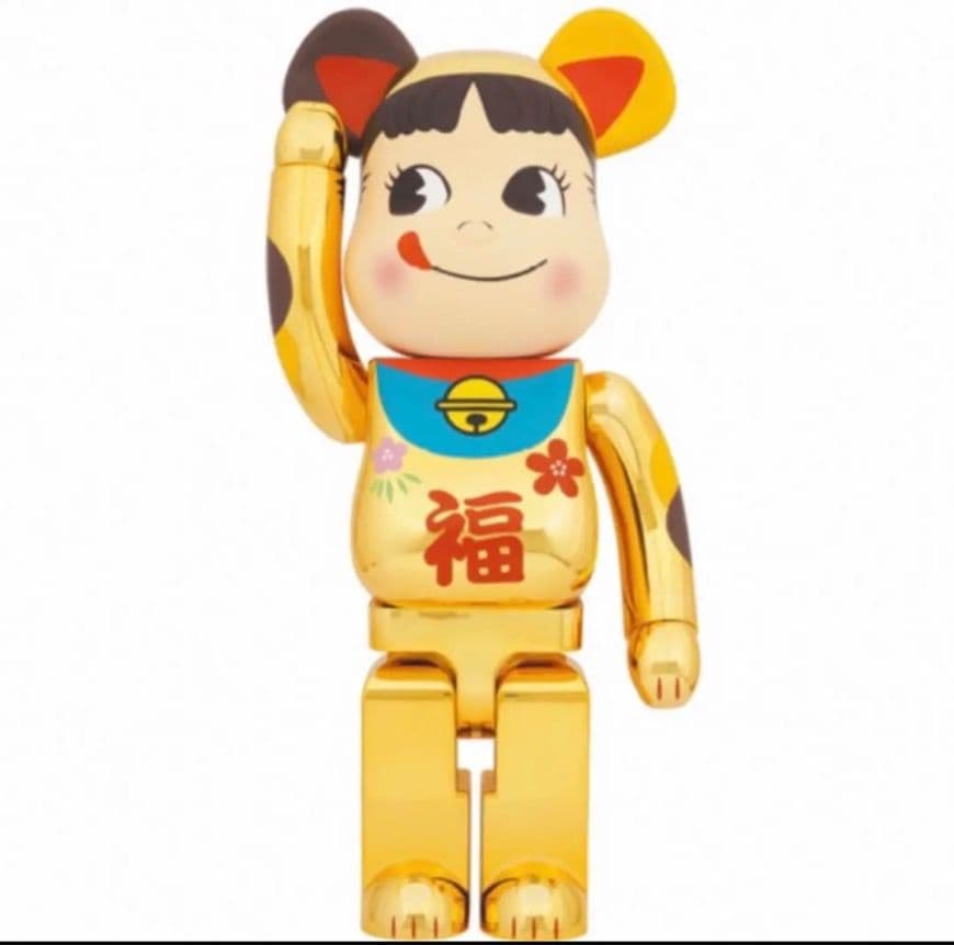 招き猫ペコちゃん　金メッキ1000% おめでたい金メッキの招き猫ペコちゃんが新年に福を呼び込む！不二家