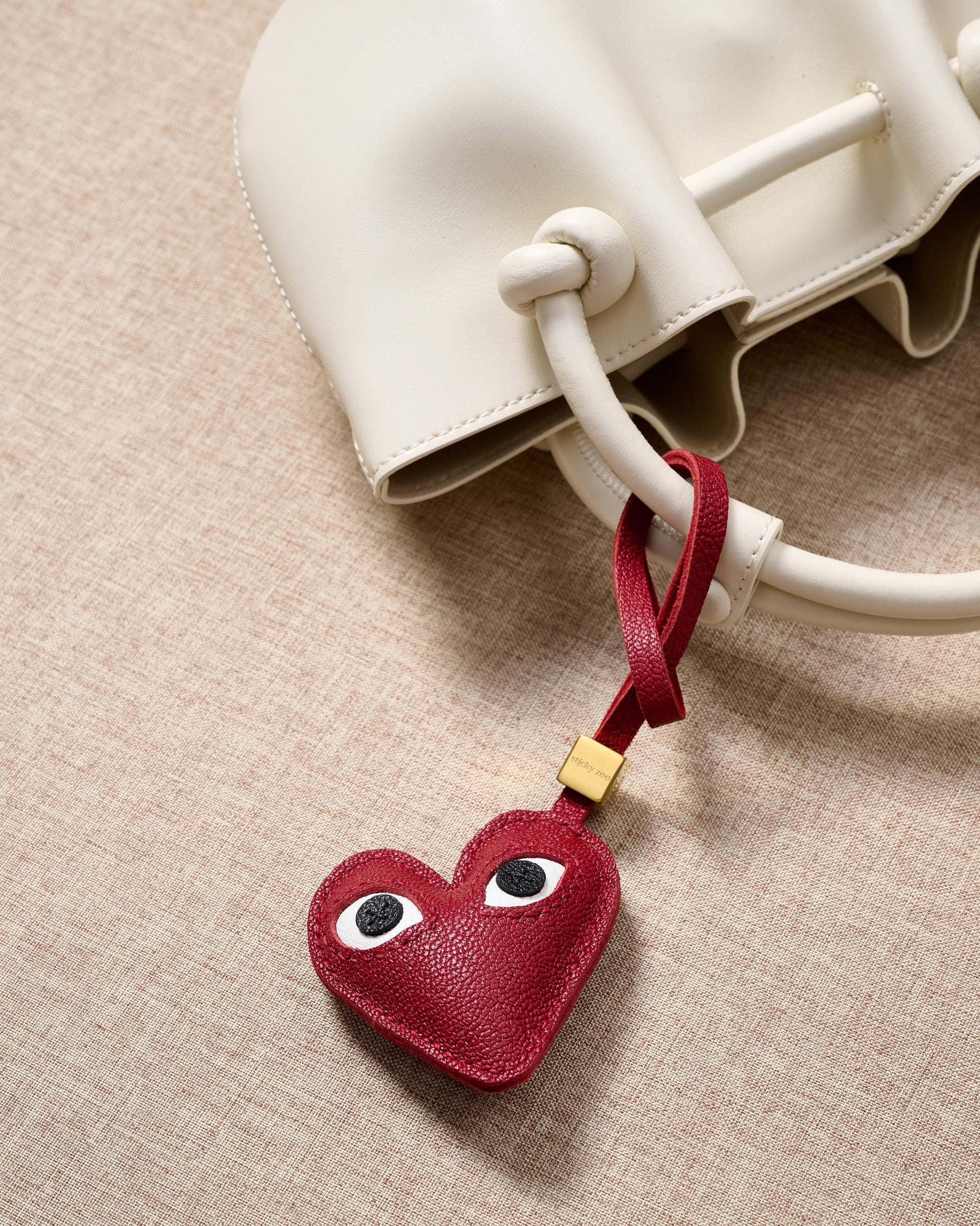 Heart Bag Charm & Keychain - Handmade French Leather Accessory