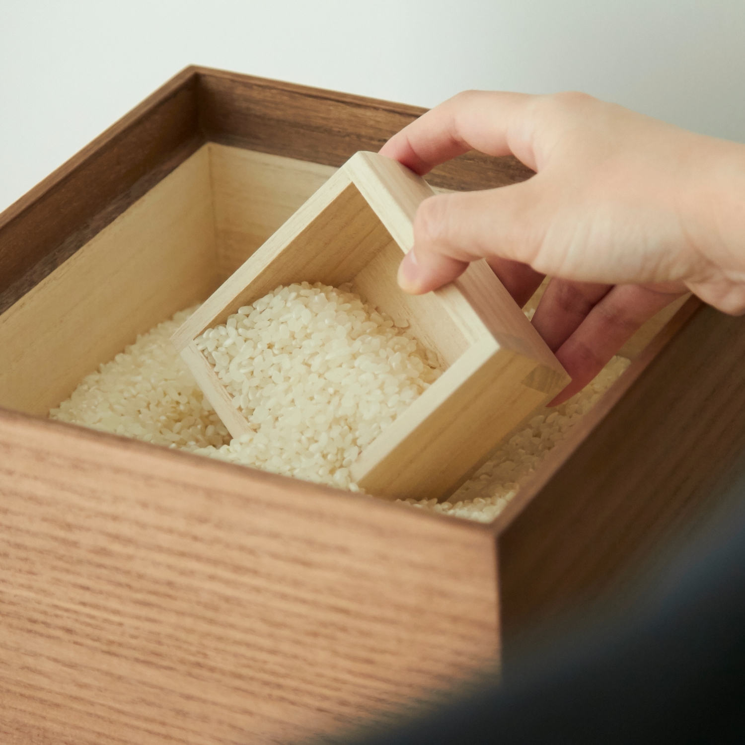 増田桐箱店/米櫃 柿渋 5kg -透明の蓋で中が見やすい！気密性抜群でお米