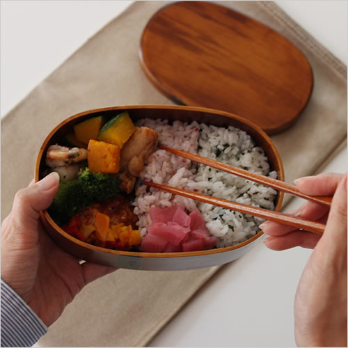 松野屋 長野県すり漆丸小判弁当箱 曲げわっぱ(小)(大) M1