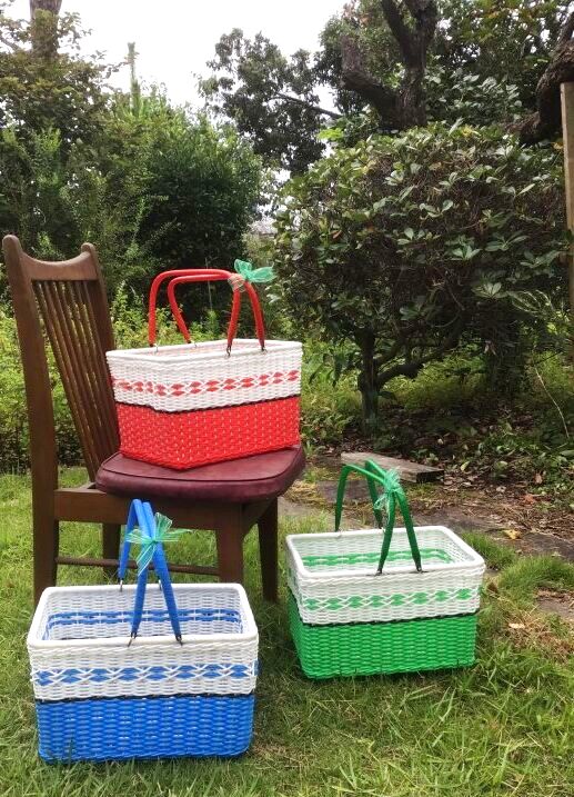 復刻品♪昭和レトロな買い物籠 マルシェバッグ エコバッグ ハミング角